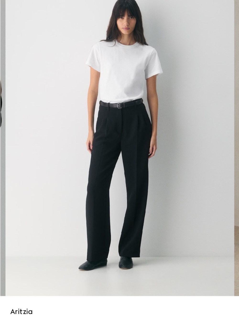 Aritzia Black Wide-Leg Trousers with White Tee